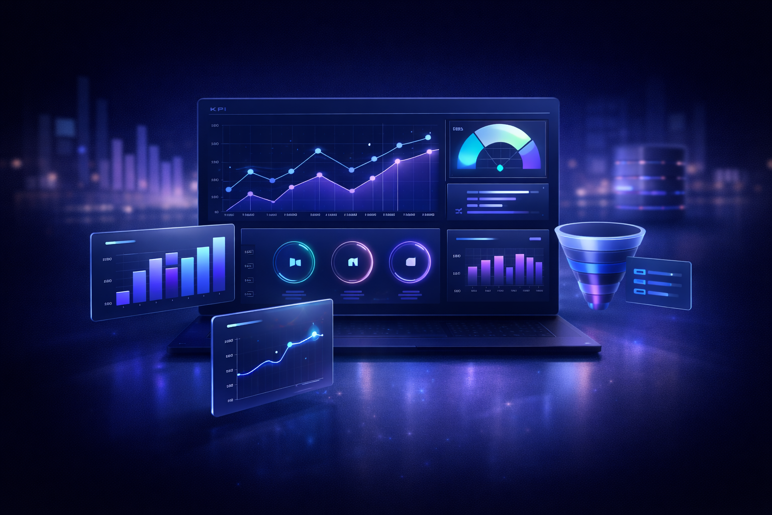Visão de performance com indicadores operacionais