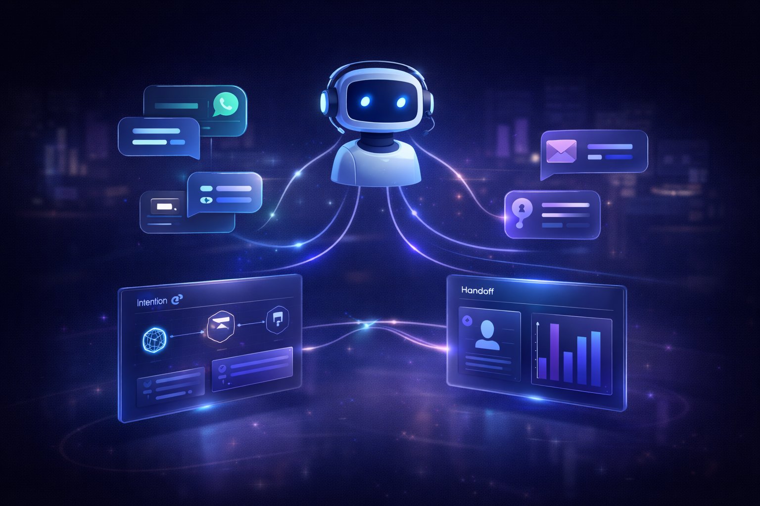 Agente de atendimento IA em operação multicanal